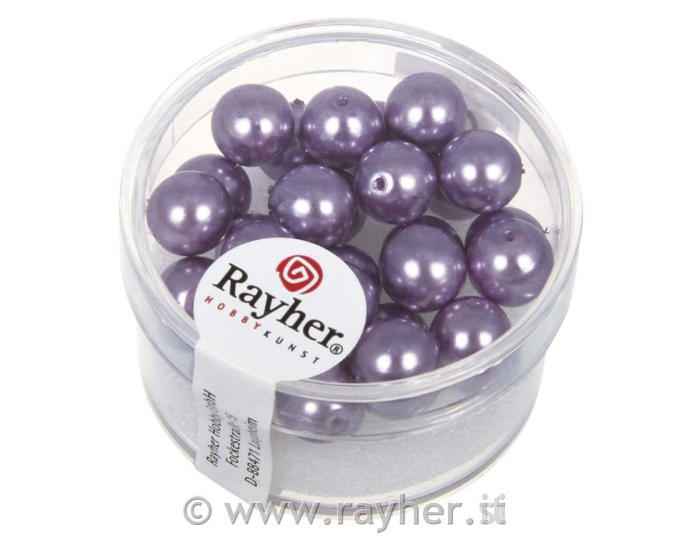 Perle cerate-vetro rinasciment., 8 mm oscatola 25 pzlilla chiaro