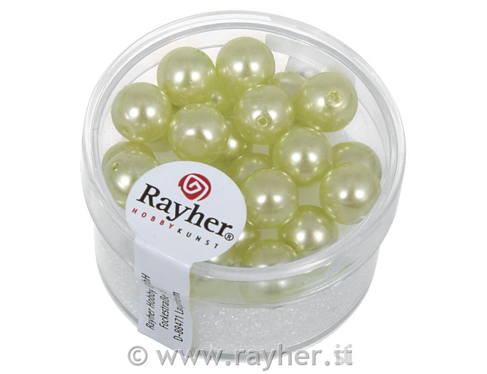 Perle cerate-vetro rinasciment., 8 mm oscatola 25 pzverde tiglio