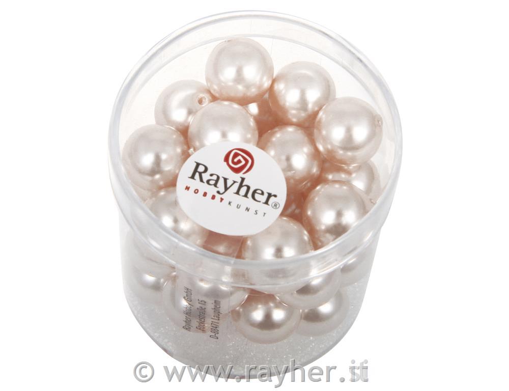 Perle cerate-vetro rinasciment., 10 mm oscatola 35 pzrosa