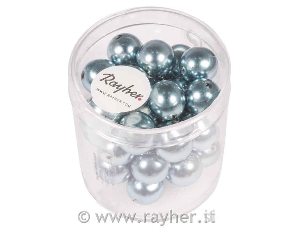 Perle cerate vetro rinascimentali, 10mm, acqua, scatolina 35pz