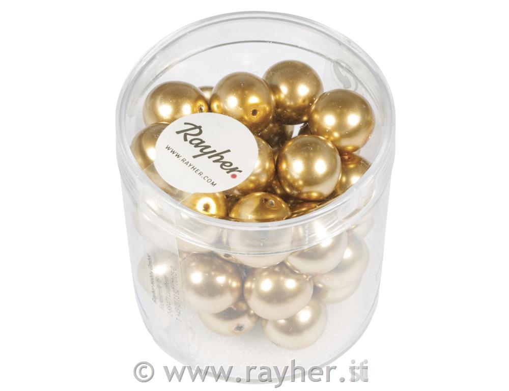 Perle steklene Renaissance, 10mm, zlate, 35 kos