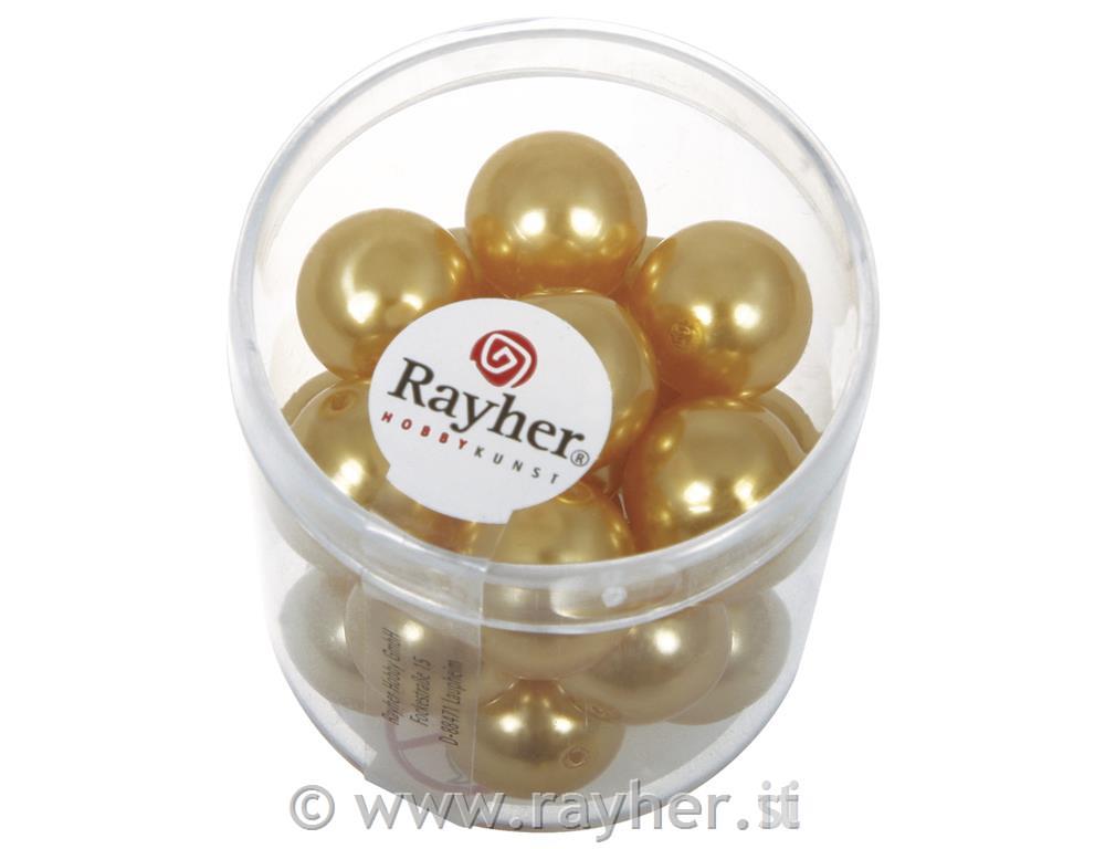 Perle cerate-vetro rinasciment., 12 mm oscatola 21 pzgiallo sole