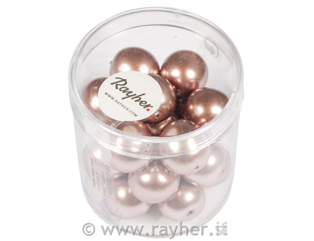 Perle steklene Renaissance, 12mm, antik pink, 21 kos