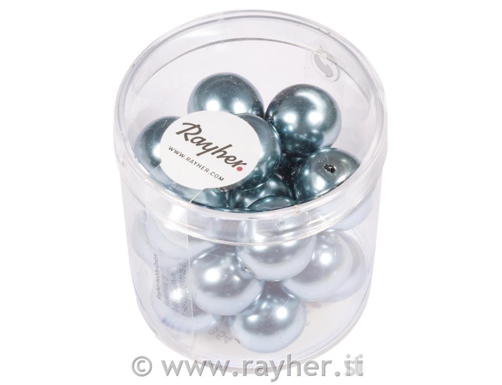 Renaissance glass wax beads, 12mm o, aqua blue, box 21pcs