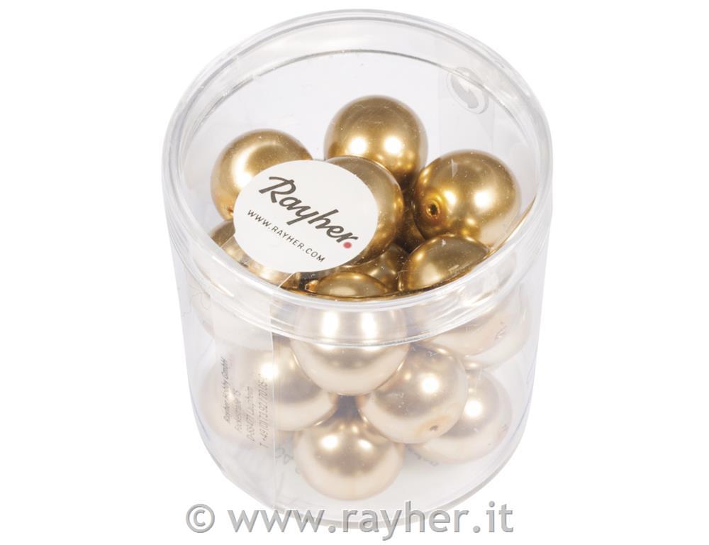 Perle steklene Renaissance, 12mm, zlate, 21 kos