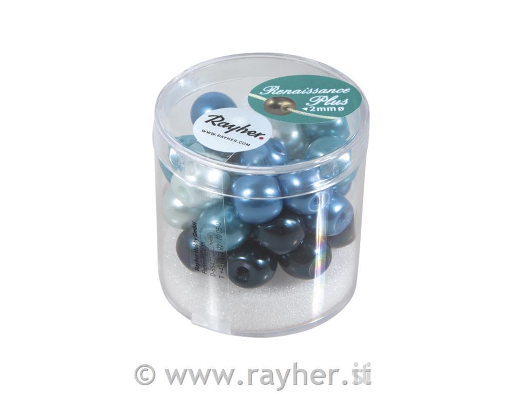 Perle steklene "Renaissance", turkizne mešane, 10 mm, 32 kom