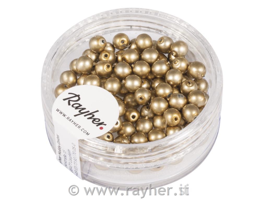 Perle cerate vetro rinasciment., opache,, oro, scatolina 85pz