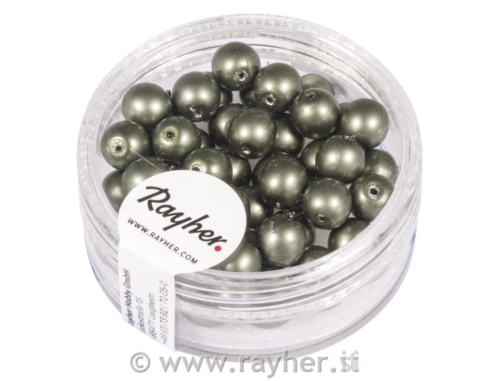 Renaissance glass wax beads, matt, 6mm o, antique olive, box 45pcs