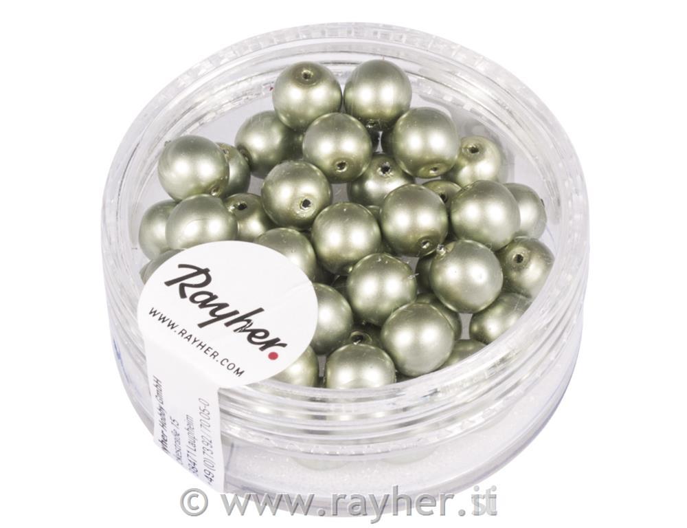Perle cerate vetro rinasciment., opache,, argento, scatolina 45pz