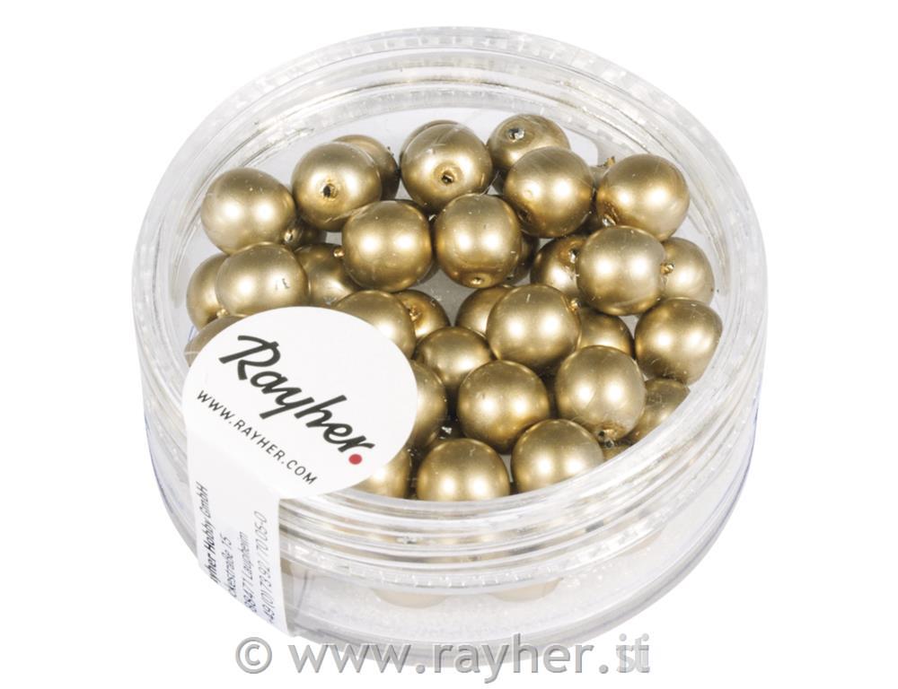 Perle cerate vetro rinasciment., opache,, oro, scatolina 45pz
