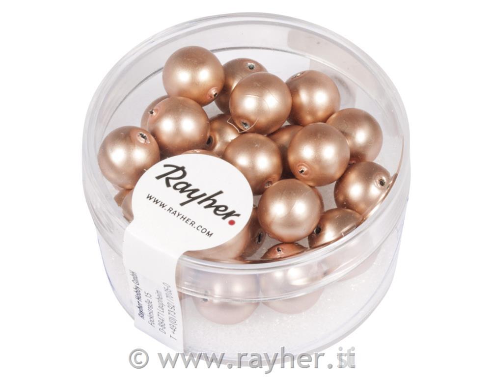 Perle cerate vetro rinasciment., opache,, rosa antico, scatolina 25pz