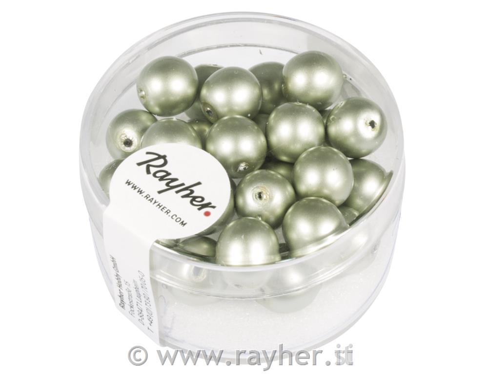 Perle cerate vetro rinasciment., opache,, argento, scatolina 25pz