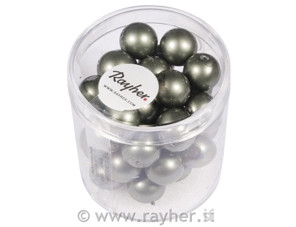 Perle steklene Renaissance mat, 10mm, antično zelena, 35 kos