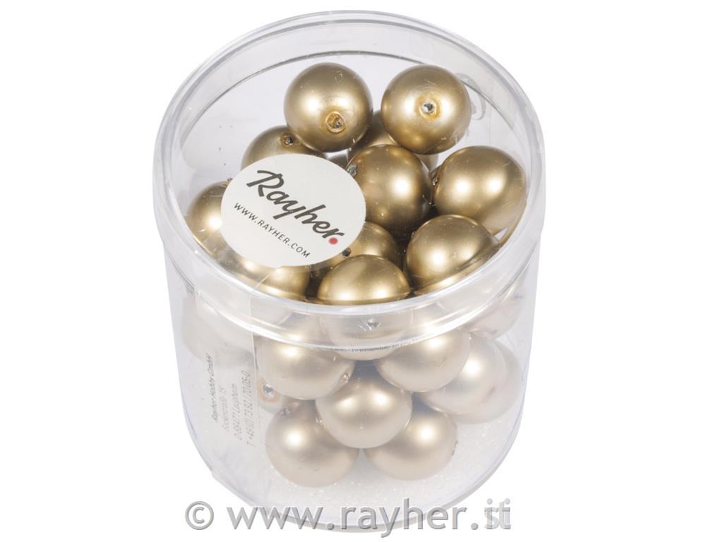 Perle cerate vetro rinascimentali, 10mm, oro, scatolina 35pz