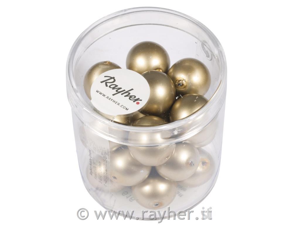 Perle steklene Renaissance mat, 12mm, zlate, 21 kos