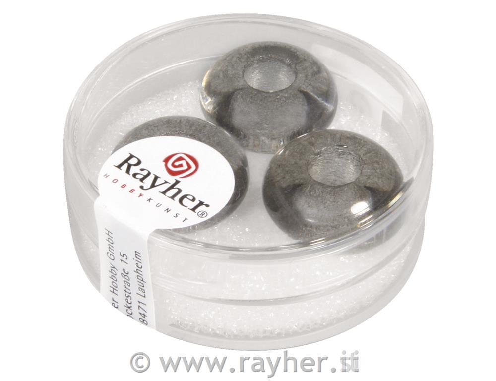 Perle steklene, "MagicFlair"16mmo, antracitne, luknja 6mm o,