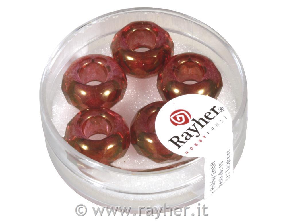 Perlina v foro grande sfac."Magic Flair"13mmo,5mmo, trasp., sc. 5pzrosso classico