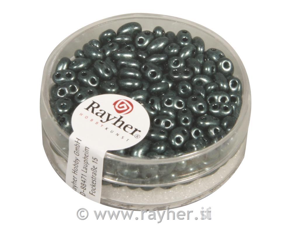 Twin-Rocailles w. double hole, Indian tu