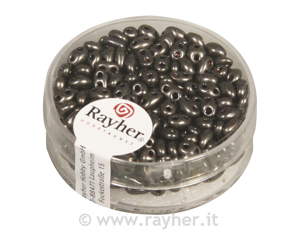 Twin-Rocailles c. foro doppio2,5x5mm, metallic, scat. 14gmarrone taupe