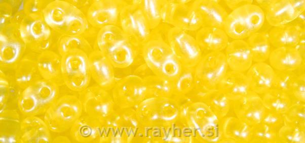 Twin-Rocailles c. foro doppio2,5x5mm, trasp.eff.perla, scat. 14ggiallo sole