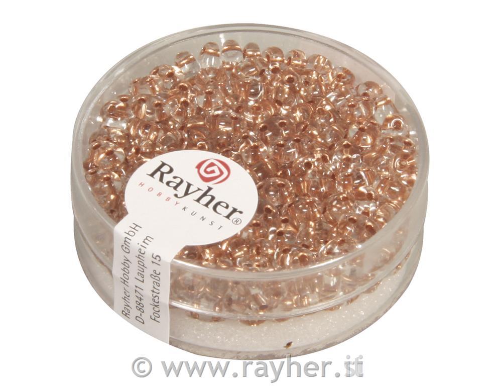 Perle Twin z dvema luknjama, barkrene 10g, 2,5x5mm, prosojne