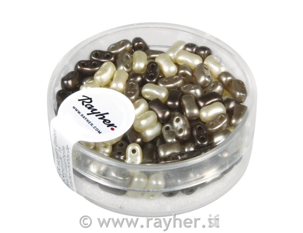 Rocailles with double hole mix waxed, br