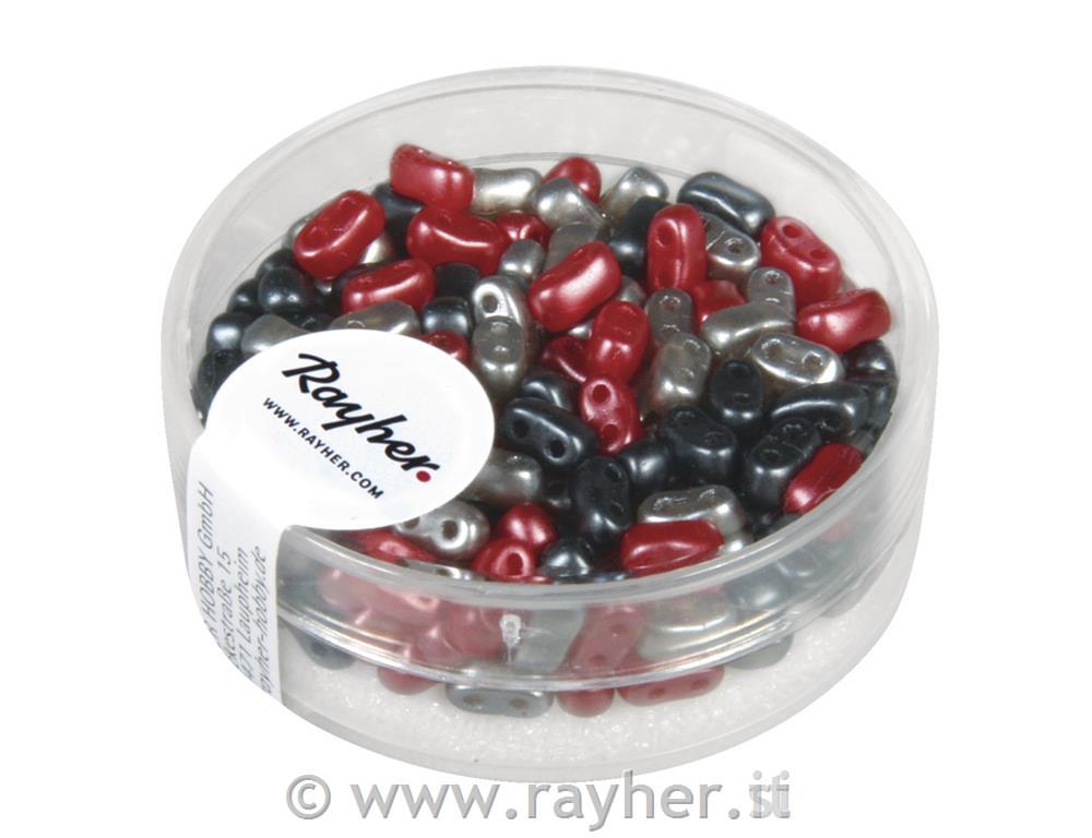 Rocailles with double hole mix waxed, bl