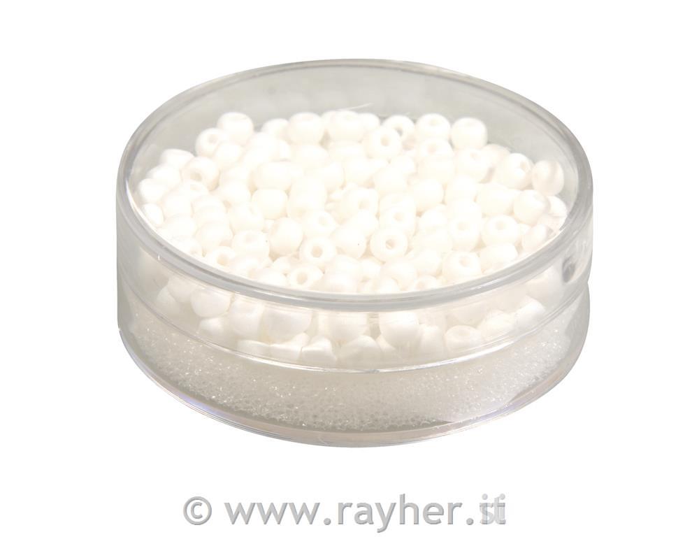 Silk-Bead rocailles vetro, 4mm oscatolina 120pzbianco