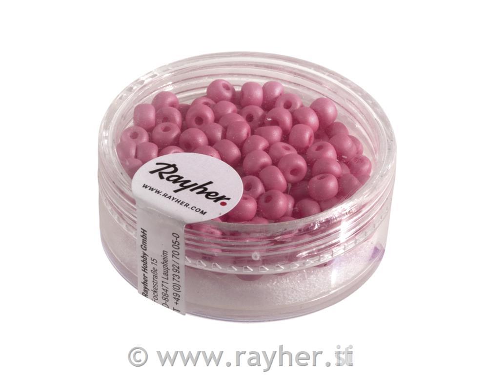 Silk-Bead rocailles vetro, 4mm oscatolina 120pzfuxia