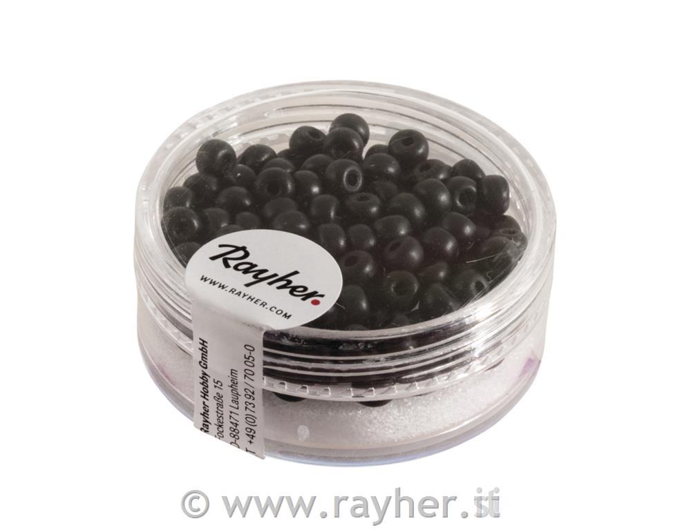 Perle svilene, steklene, 4mm,črne,120kos