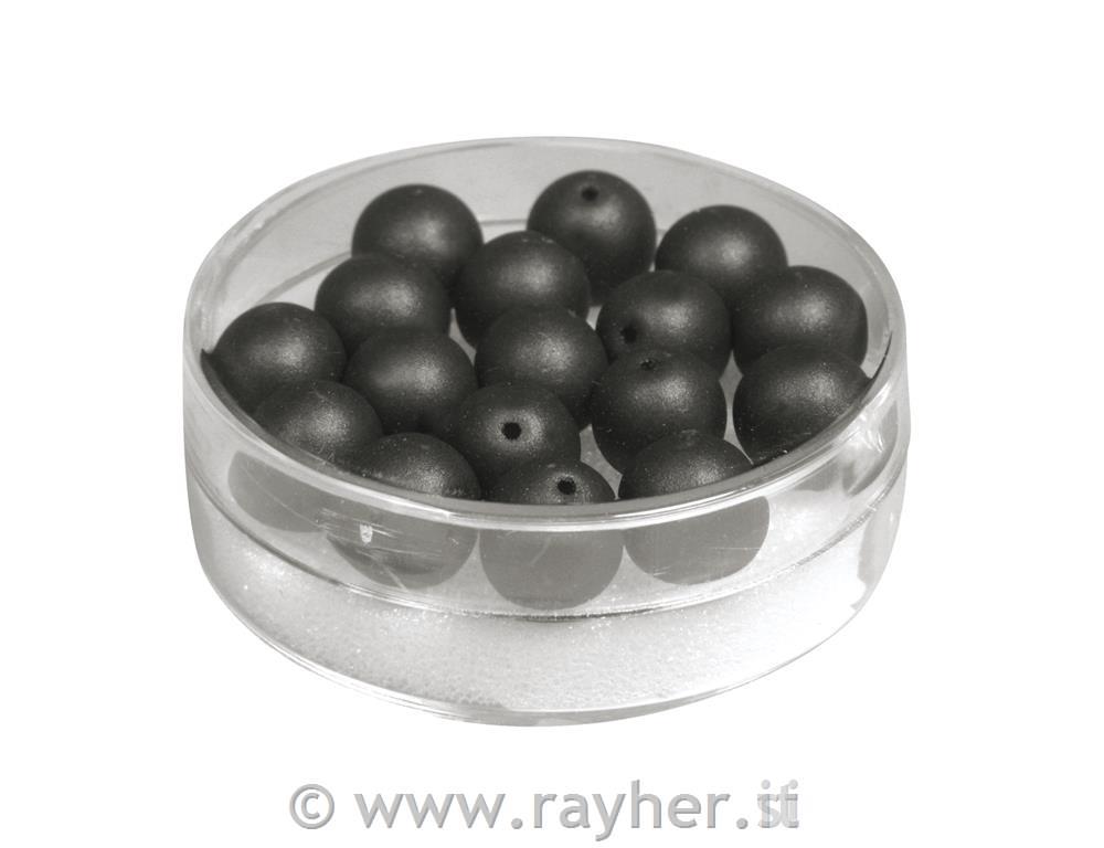 Silk-Bead Glas bead, 8mm o, black, box 1