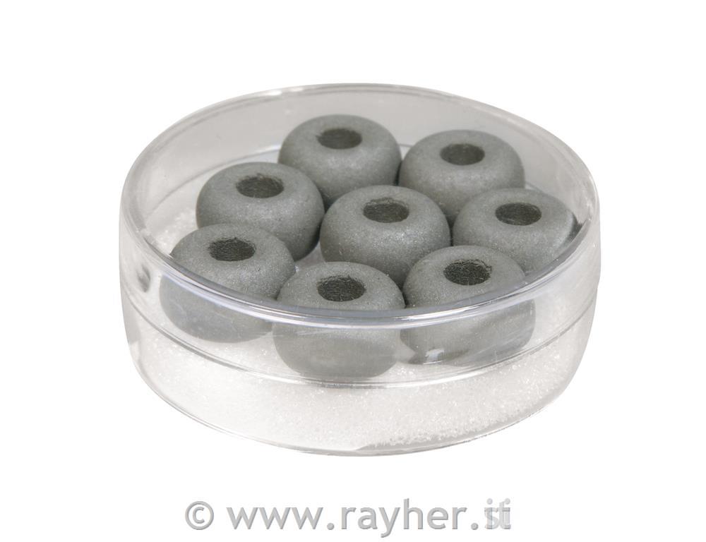 Perle svilene, steklene, 11mm, antracitne, luknja 4mm, 8kos