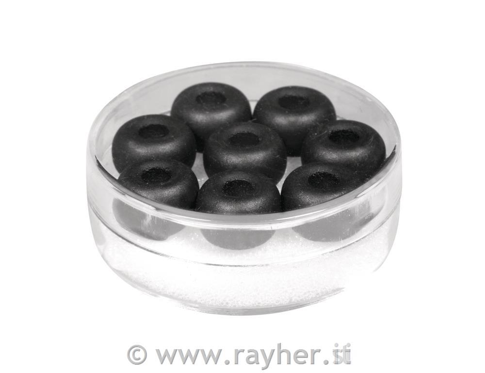 Perle svilene,steklene, 11mm, črne, luknja 4mm, 8kos