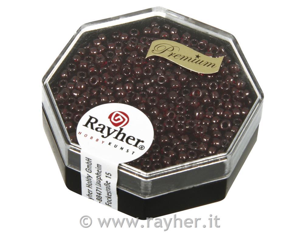 Rocailles-Premium, 2,2 mm ooro smaltato, scatolina 4grosso ciliegia