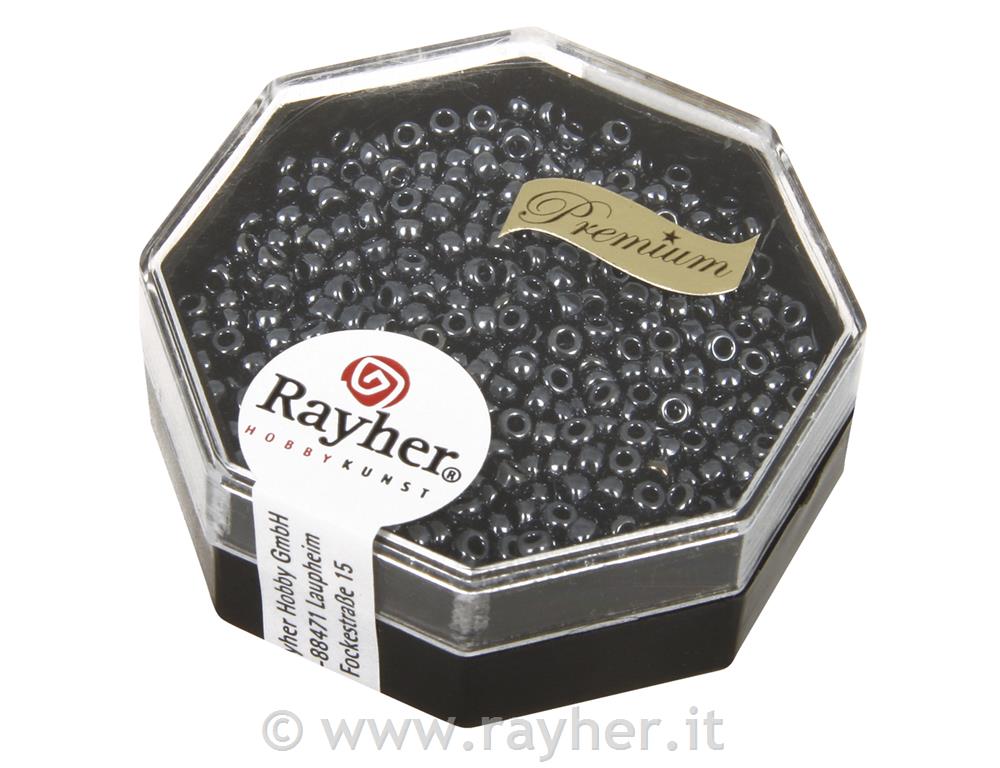 Rocailles-Premium, 2,2 mm ometallizzateantracite, scatola 8g
