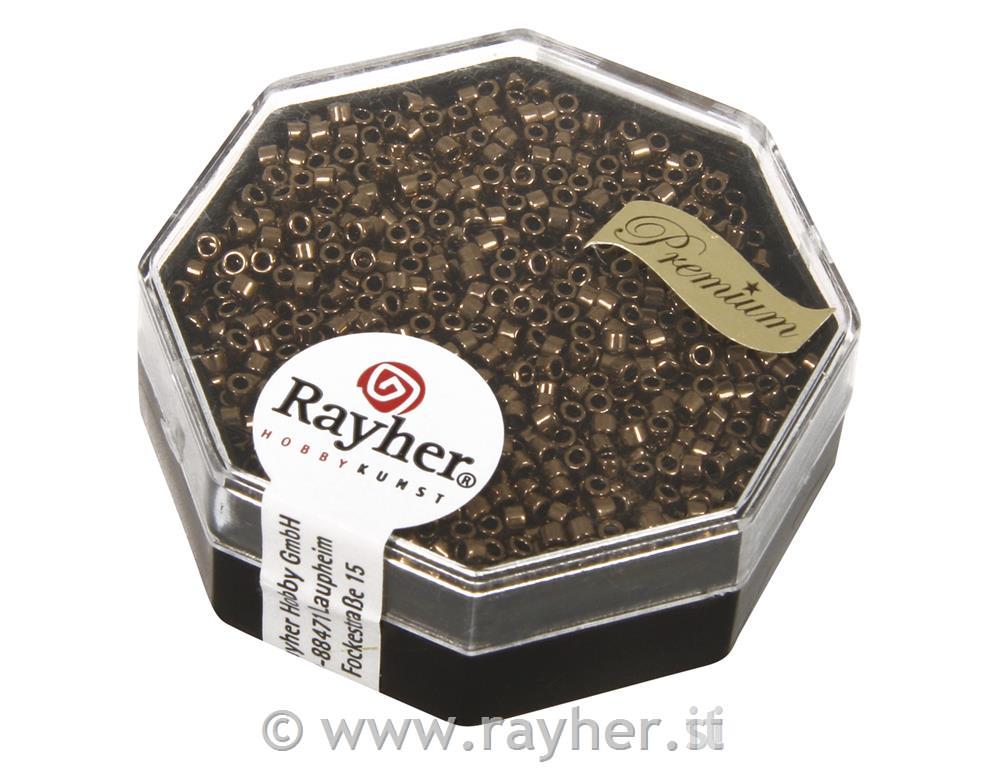 Rocailles-Delica, 1,6 mm ometallizzate, scat.topas fume, scat. 4g