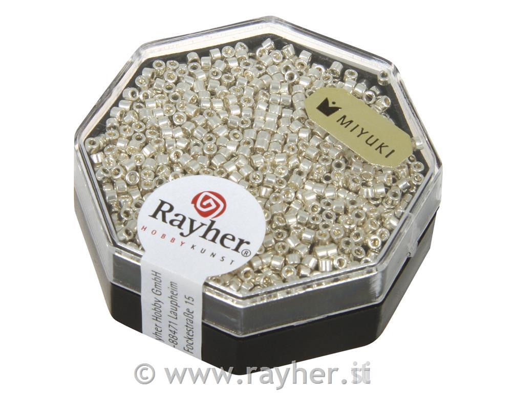 Rocailles-Delica, 1,6 mm ometallizzate, scat.argento, scat. 4g
