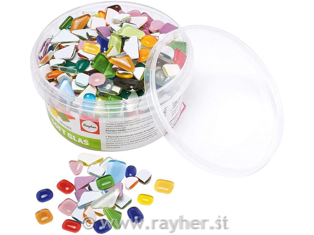 Soft glass-mosaic stone mixture, coloure