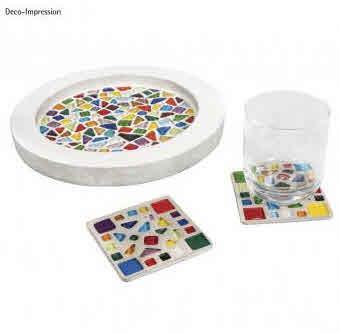 Soft glass-mosaic stone mixture, coloure