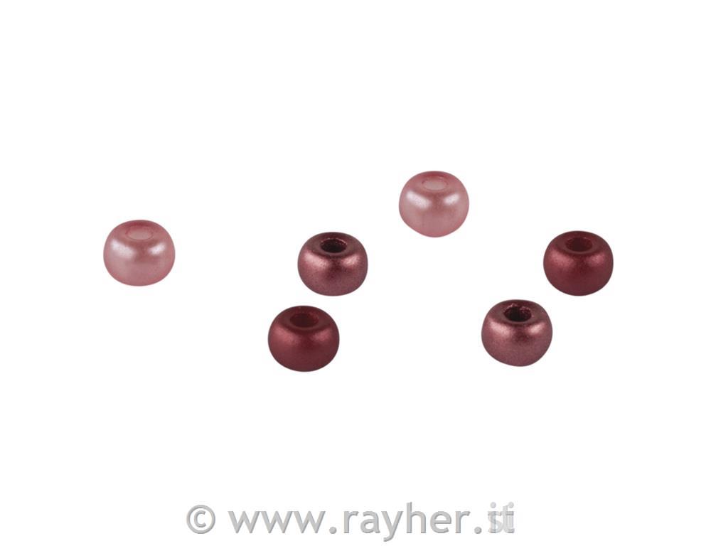 Rocailles-mix with big hole, with, 5.5mm, coral shades, Hole, o2mm, box 80pc