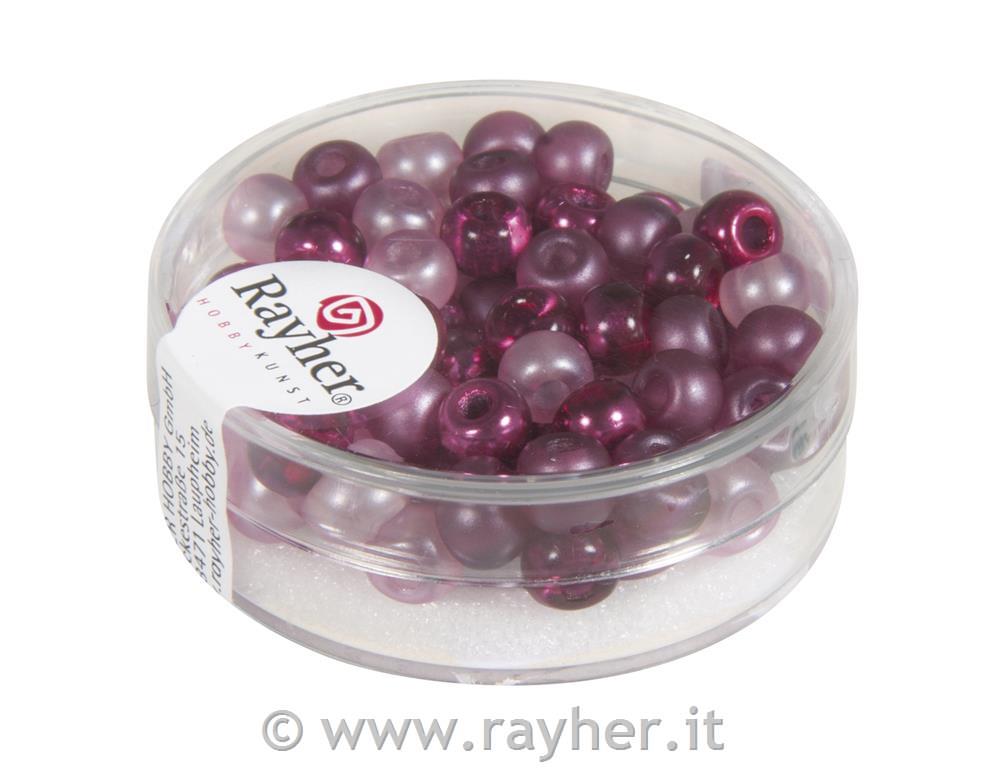 Misto rocaille con foro grande, 5,5mm oforo o2mm, scatolina 80pztonalita fuchsia