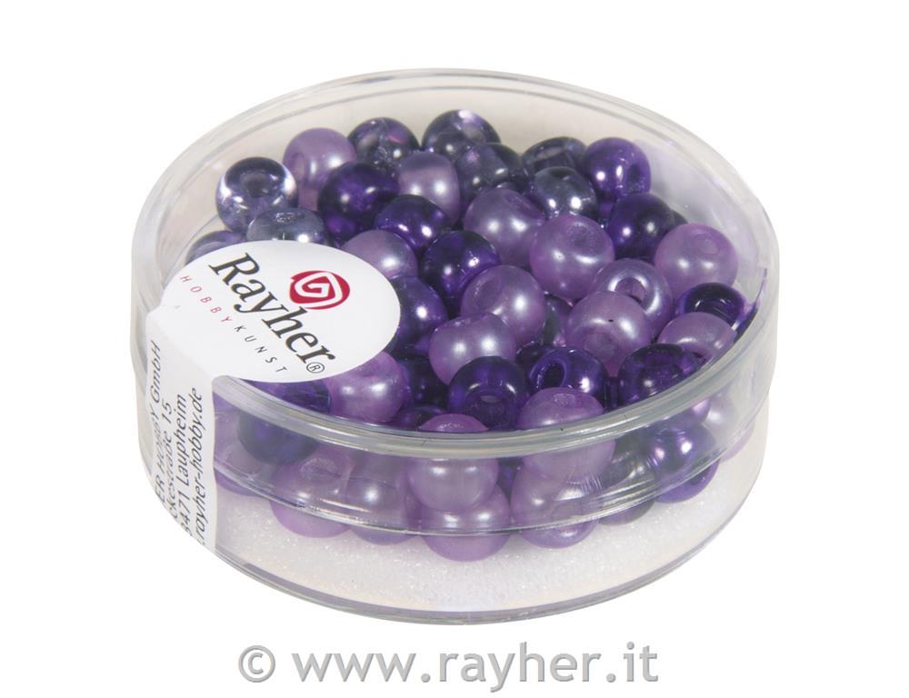 Misto rocaille con foro grande, 5,5mm oforo o2mm, scatolina 80pztonalita viola