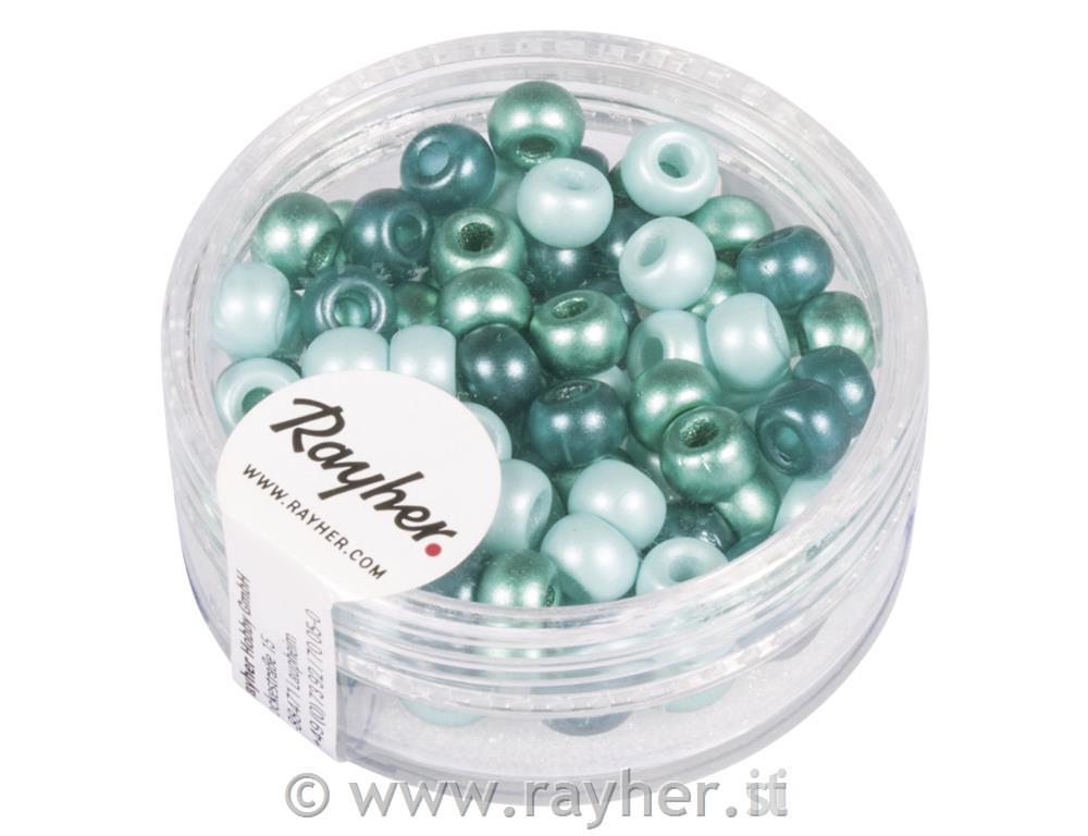 Misto rocaille con foro grande, 5,5mm o,tonalita menta, foro o2mm, scatolina 80