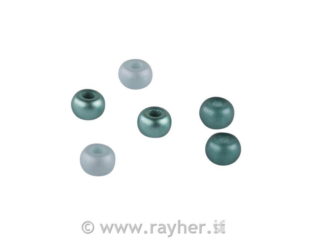 Misto rocaille con foro grande, 5,5mm o,tonalita menta, foro o2mm, scatolina 80
