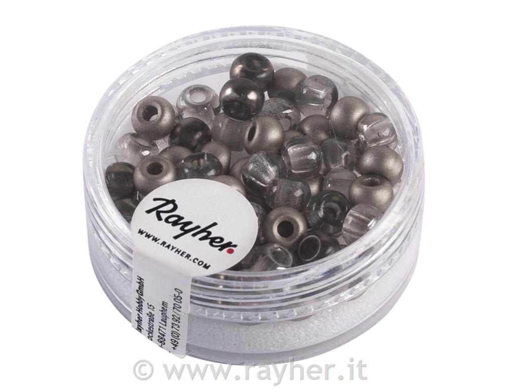 Misto rocaille con foro grande, 5,5mm o,tonalita taupe, foro o2mm, scatolina 80