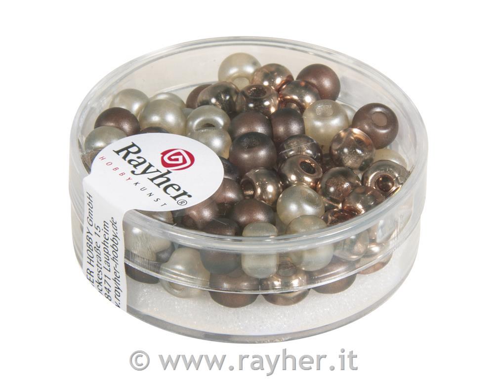 Misto rocaille con foro grande, 5,5mm oforo o2mm, scatolina 80pztonalita marrone