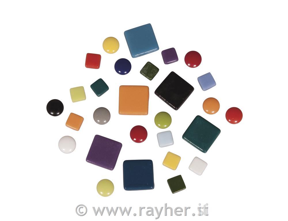 Tessera mix (approx. 395 pcs) 10x10mm, 20x20mm, o 12mm, bucket 500g colourful