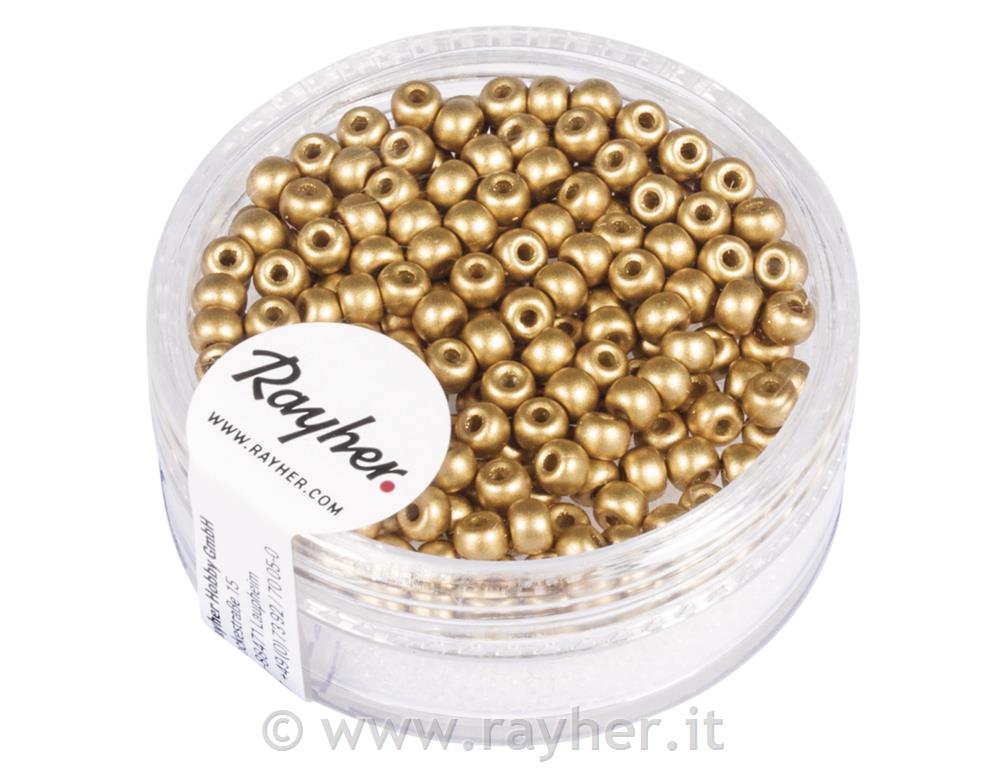 Rocailles, 3mm o, gold matt, box 200pcs