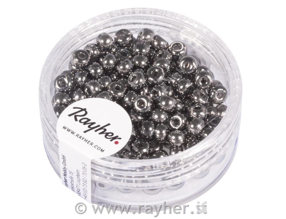 Rocailles, 4mm o, glossy anthracite , box 150pcs
