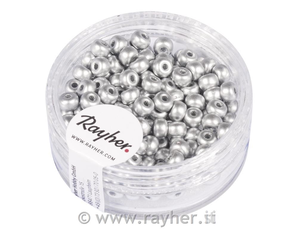 Rocailles, 4mm o, argento opaco, scatolina 150pz